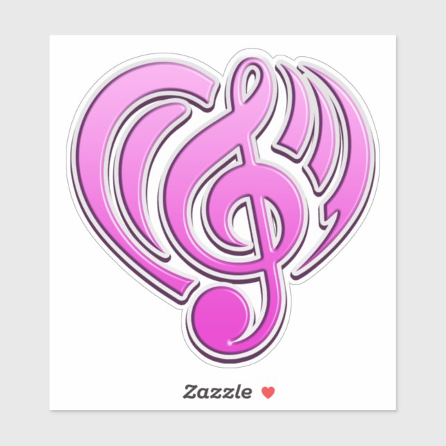 Vibrations Musical Love Pink Heart Music Note DJ Sticker (Sheet)