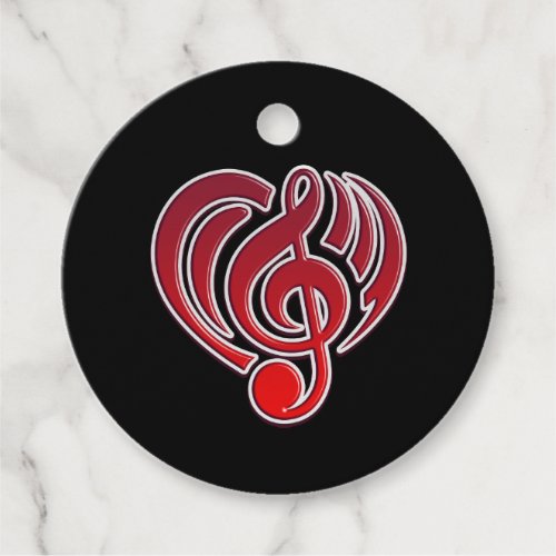 Vibrations Musical Love Red Heart Music Note DJ Favor Tags