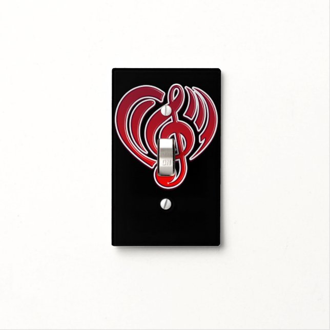 Vibrations Musical Love Red Heart Music Note DJ Light Switch Cover (In Situ)
