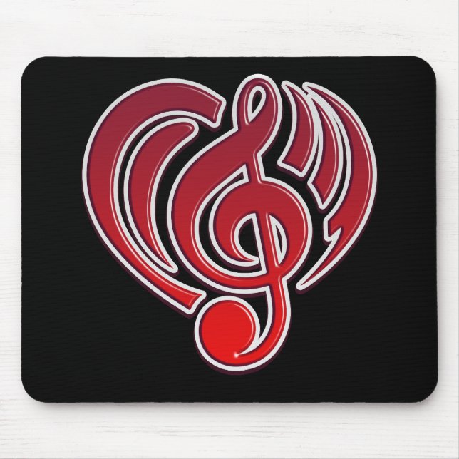 Vibrations Musical Love Red Heart Music Note DJ Mouse Pad (Front)