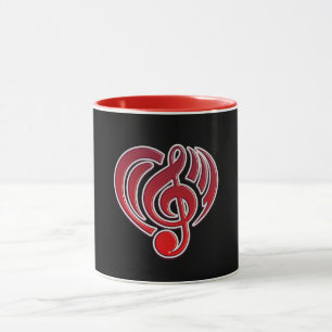 Vibrations Musical Love Red Heart Music Note DJ Mug