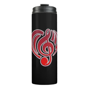 Vibrations Musical Love Red Heart Music Note DJ Thermal Tumbler