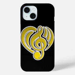 Vibrations Musical Love Yellow Heart Music Note DJ iPhone 15 Case