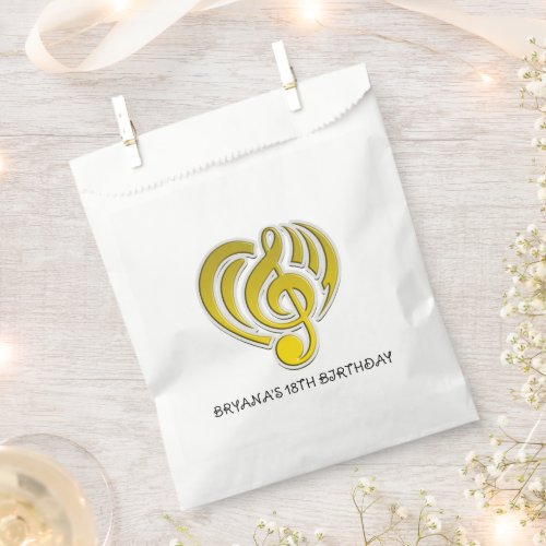 Vibrations Musical Love Yellow Heart Music Note DJ Favor Bag