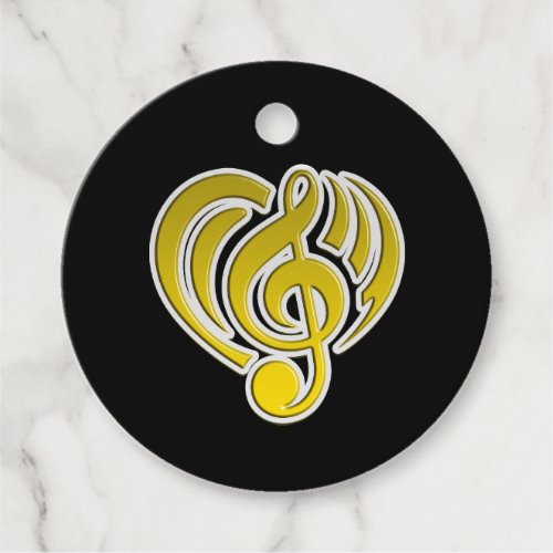 Vibrations Musical Love Yellow Heart Music Note DJ Favor Tags