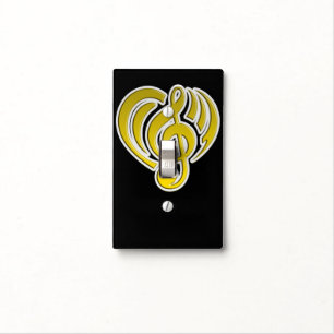 Vibrations Musical Love Yellow Heart Music Note DJ Light Switch Cover