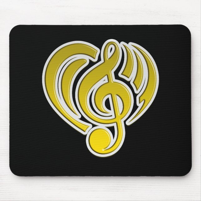Vibrations Musical Love Yellow Heart Music Note DJ Mouse Pad (Front)