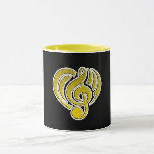 Vibrations Musical Love Yellow Heart Music Note DJ Mug