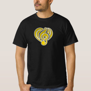 Vibrations Musical Love Yellow Heart Music Note DJ T-Shirt