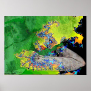 VIBRATIONS OF MATTER,FRACTAL WOMAN IN GREEN YELLOW POSTER