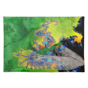 VIBRATIONS OF MATTER ,green emerald yellow black Placemat