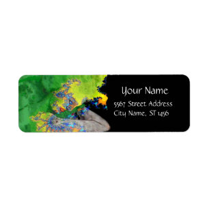 VIBRATIONS OF MATTER Green Yellow Black Fractal Label