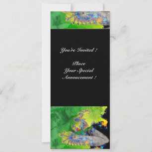 VIBRATIONS OF MATTER , green yellow black Invitation