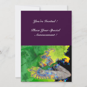 VIBRATIONS OF MATTER , green yellow purple Invitation