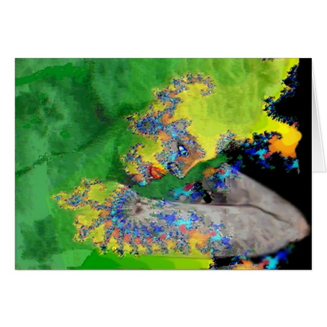 VIBRATIONS OF MATTER,LADY IN GREEN YELLOW FRACTALS (Front Horizontal)