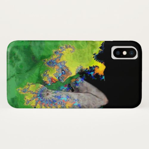 VIBRATIONS OF MATTER  Woman in Green Fractals iPhone X Case