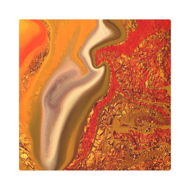 vibratory, brown , zen, chakra, magnetism, metal print (Front)