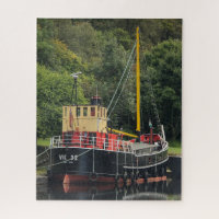 Vic32 Puffer Boat in Crinan Canal Basin, Scotland, Jigsaw Puzzle