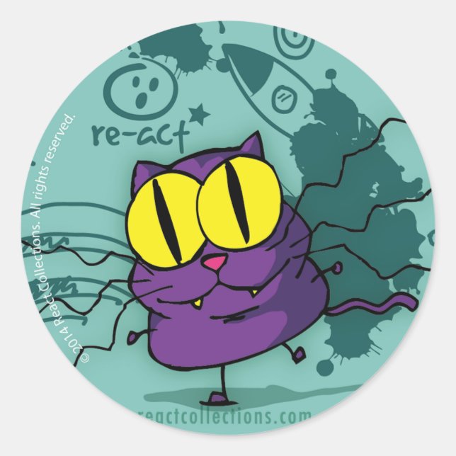 Vic, the genius kitty classic round sticker (Front)