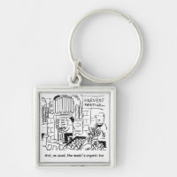 Vicar at Church Harvest Festival. Funny Cartoon Keychain