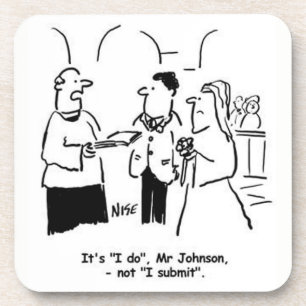Vicar corrects Bridegroom's Wedding Vows. Funny Beverage Coaster