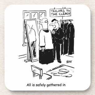 Vicar has a Cassock Fitting Church Cartoon Beverage Coaster