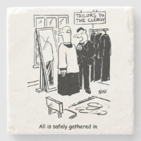 Vicar has a Cassock Fitting Church Cartoon Stone Coaster