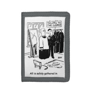 Vicar has a Cassock Fitting Church Cartoon Trifold Wallet
