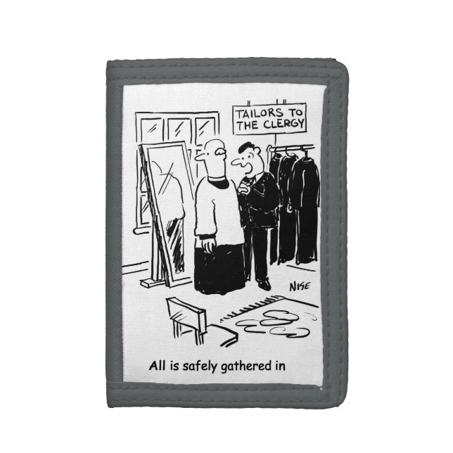 Vicar has a Cassock Fitting Church Cartoon Trifold Wallet (Front Vertical)