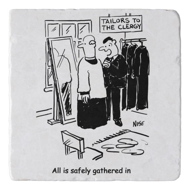 Vicar has a Cassock Fitting Church Cartoon