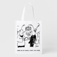 Vicar Says There's No Small Print Cartoon Grocery Bag