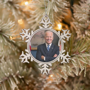Vice President Joe Biden of Obama Presidency Snowflake Pewter Christmas Ornament