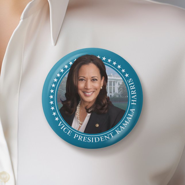 Vice President Kamala Harris 2024 - Teal Stars Button (Kamala Harris Campaign Button - Great Rally button for the Next Election)