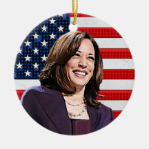 wood engraved ornament Kamala Harris inspired Christmas ornament female power Wear shoes ladies Glass ceiling shattered ornament