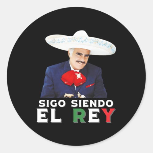 Vicente Fernandez Siendo El Rey Mexican Flag Classic Round Sticker