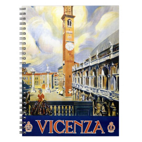 Vicenza Italy Vintage Travel Poster Restored Notebook