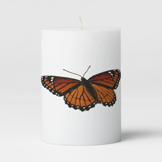 Viceroy Butterfly Beautiful Nature Photography Pillar Candle (Front)