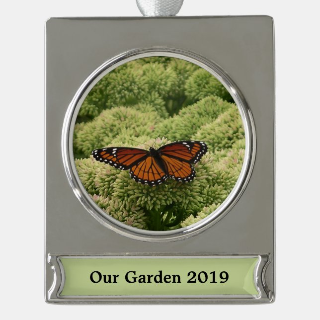 Viceroy Butterfly Beautiful Nature Photography Silver Plated Banner Ornament (Front)