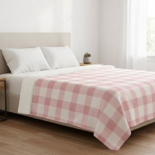 Vichy checkered blanket. sherpa blanket