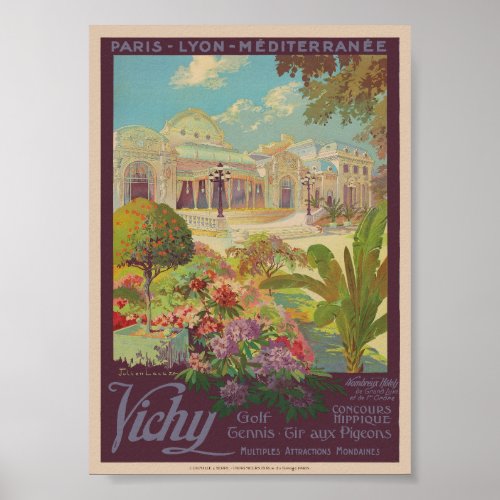 Vichy France Railroad Vintage Poster 1925