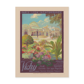 Vichy France Railroad Vintage Poster 1925 Postcard