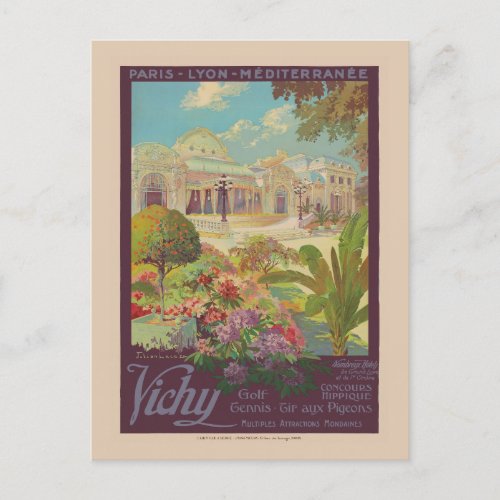 Vichy France Railroad Vintage Poster 1925 Postcard