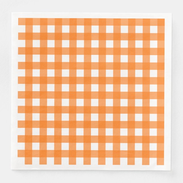 Vichy Orange Paper Dinner Napkins (Front)