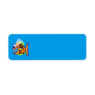 VICIOUS CARTOON FUNNY PIRANHA FISH SEA LOGO GRAPHI LABEL