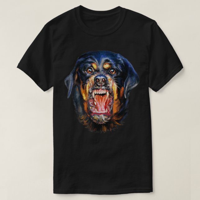 Vicious Rottweiler Dog Barking  T-Shirt (Design Front)