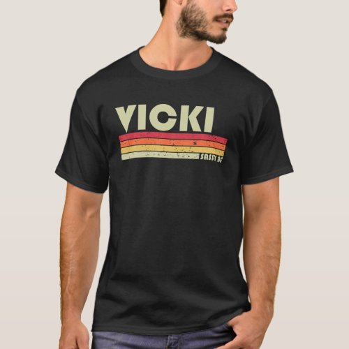 VICKI Gift Name Personalized Retro Vintage 80s 90s T_Shirt