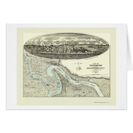 Vicksburg, MS Panoramic Map - 1863 Cards (Front Horizontal)