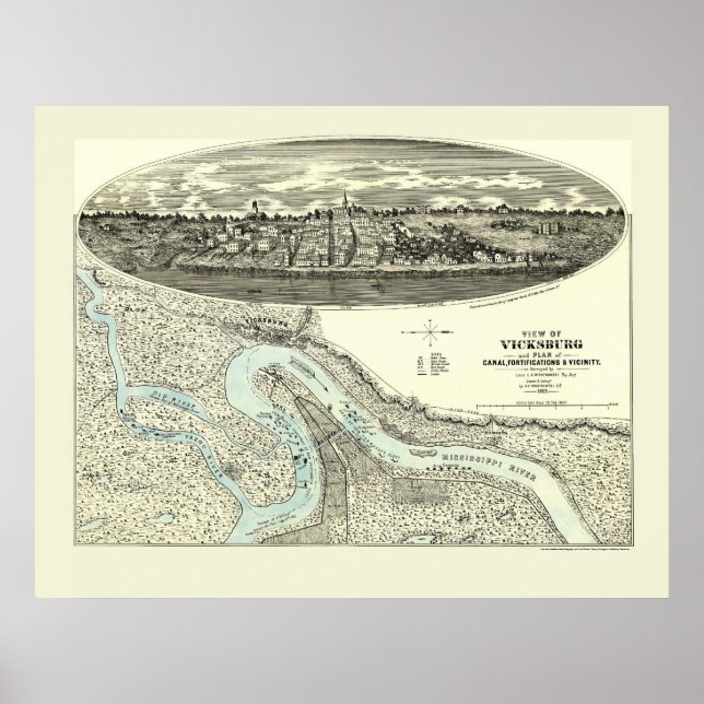 Vicksburg, MS Panoramic Map - 1863 Poster (Front)