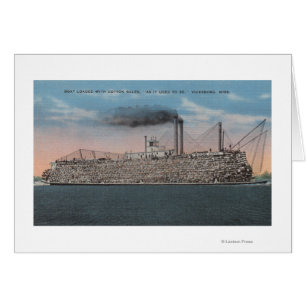 Vicksburg, MS - View of Boat with Cotton Onboard Cards