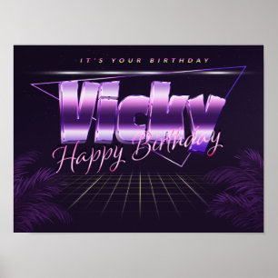 Vicky Name Vorname lila retro Poster Geburtstag